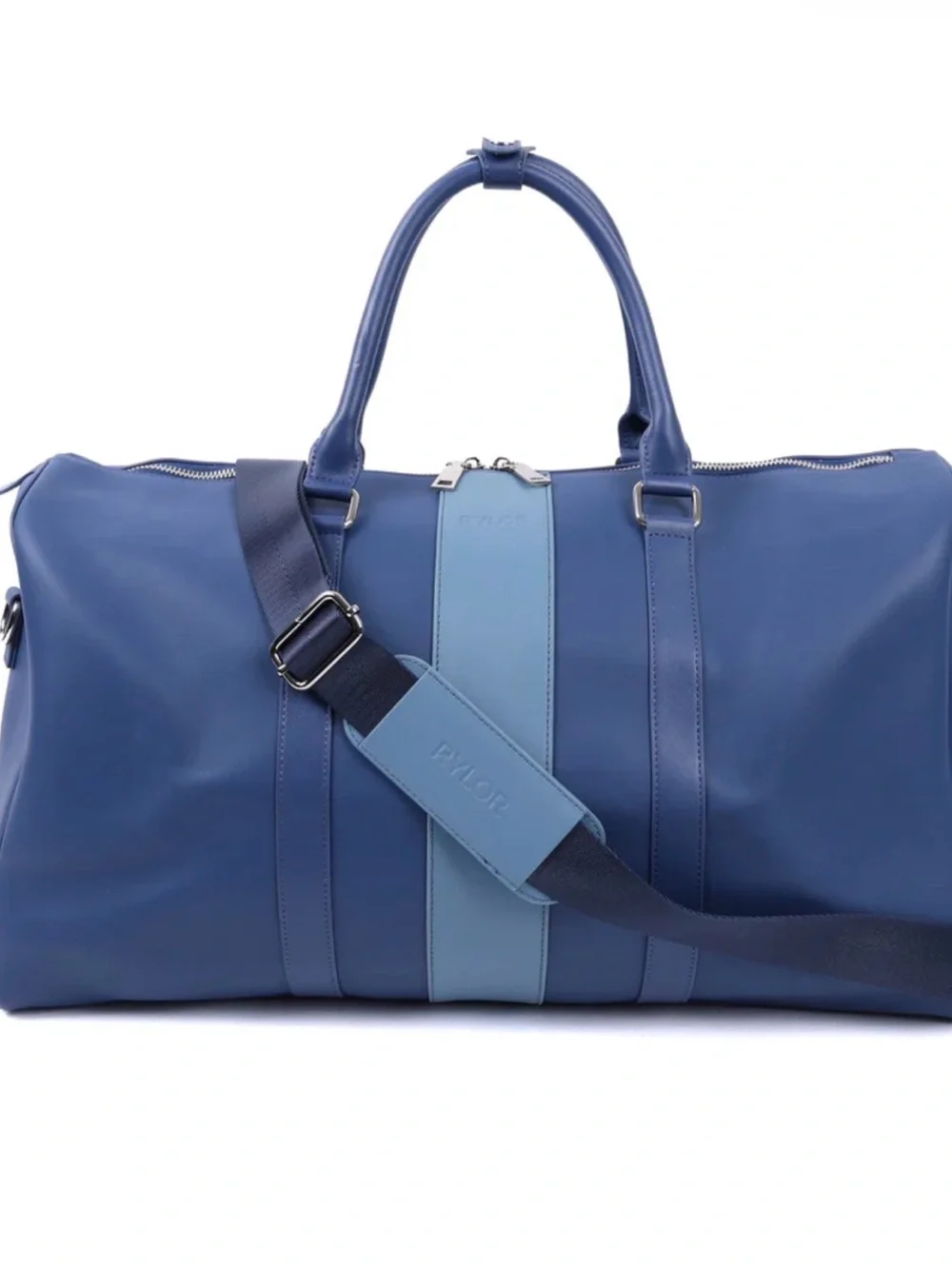 RYLOR Navy Heritage Stripe Italian Leather Duffle Bag